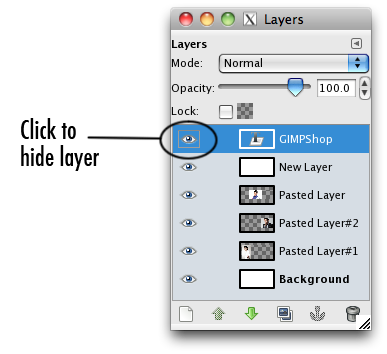 the layers menu with the hide layer icon selected
